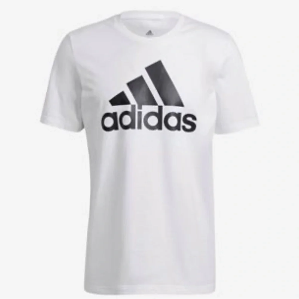 Adidas Men Sporty Round Neck Cotton Blend White T-Shirt